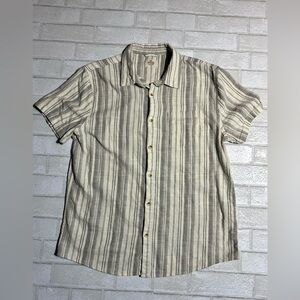 Marine Layer Beige and Gray Striped Shirt